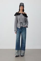 Rhinestone-letter rolled-hem jeans