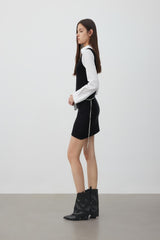 Two-tone shirt-spliced knit dress