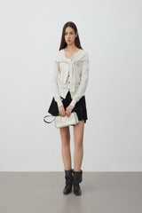 Mixed-panel deconstructed mini skirt