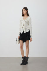 Mixed-panel deconstructed mini skirt