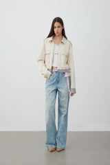 Novelty logo burnout bow-detailed jeans