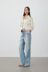 Novelty logo burnout bow-detailed jeans