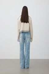 Novelty logo burnout bow-detailed jeans
