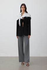 Printed scarf wrap belted blazer