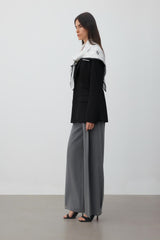 Printed scarf wrap belted blazer