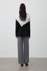 Printed scarf wrap belted blazer