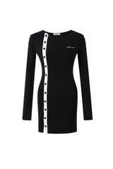 Asymmetric Button Detail Dress