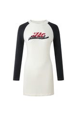 Black & White Raglan Sleeve Logo Knit Dress