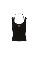 Black Embroidered Logo Tank Top