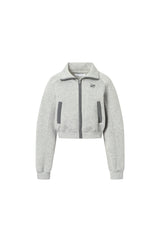 Grey Color Block Tech Mesh Zip Jacket