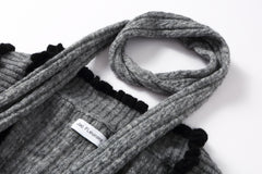 Grey Mohair Lace Trim Cardigan