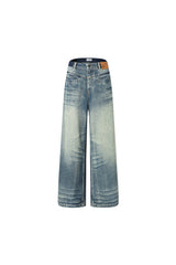 Blue Washed Side 3D Pleat Jeans