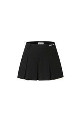 Black Exposed Pocket Pleated Mini Skirt