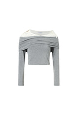 Shirt Collar Panel One-Shoulder Top