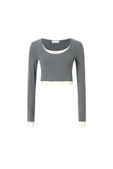 Grey & White Color Block Top