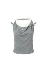 Grey & White False Two-Piece Logo Slip Top