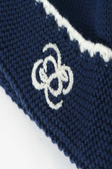 Embroidered Logo Color Block Trim Beanie