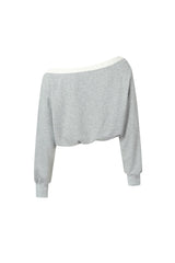 Cut-Out Shoulder Print Sweatshirt