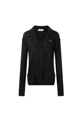 LOGO Embroidered Detachable Reversible Sequin Knit Jacket