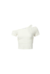 Asymmetric Off-Shoulder Fake Two-Layer Knit Top