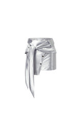 Satin Tie-Front Knot Miniskirt