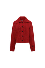Red Dramatic Collar Sweater