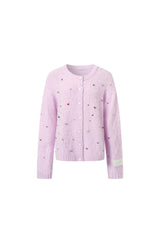 Hand-sewn crystal-decorated purple cardigan