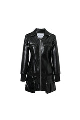 Black cargo-pocket zip-front knit dress