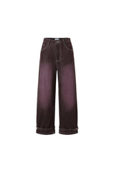 Rust Brown Contrast Webbing Trim Buckle-Adjustable Denim Jeans