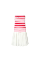 Knit Panel Bustier Pleated Dress
