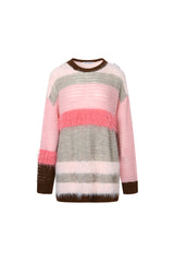 Color Block Faux Fur Oversized Sweater