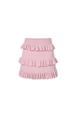 Ruffle Pink Knit Mini Skirt