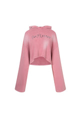 Zebra Rhinestone Washed Pink Hoodie
