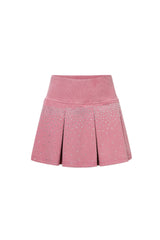Starry Sky Washed Pink Pleated Mini Skirt