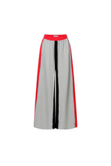Black, Red & Grey Color Block Wide-Leg Sweatpants
