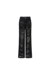 Ripped Panel Crystal Jeans
