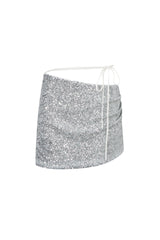 Tie-Detail Glitter Mini Skirt