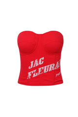 Red Vintage Logo Bustier Top