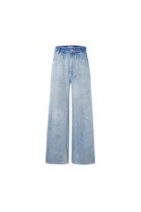 Blue Washed Waist Raw Edge Jeans