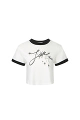 Color Block Logo Print Crop Tee