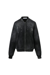 Washed Rhinestone Zip-Up Hoodie