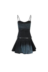 Starry Sky Rhinestone Navy & Blue Denim Skirt