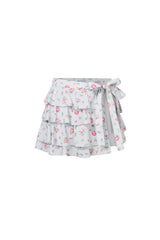 Floral Pleated Tie-Waist Mini Skirt