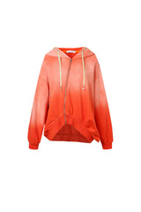 Washed Orange Asymmetric Zip Ombre Back Logo Hoodie