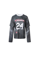 False Two-Piece Sleeve #24 Jersey Long Sleeve Top