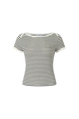 Stripe Panel Off-The-Shoulder Tee