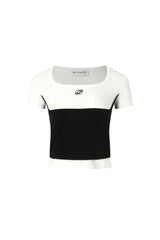 Contrast Square Neck Short Sleeve Top