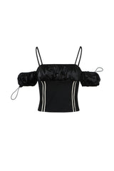 Black Strappy Striped Top