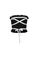 Silver Ribbon Black Bustier Top