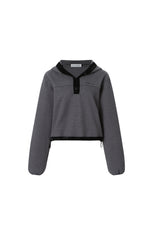 Grey Paneled Embroidered Hoodie - Set
